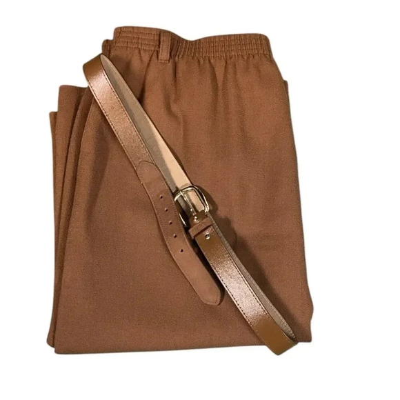 Vintage Alfred Dunner 100% Wool Tan Skirt Knee Length Size 12 W/Belt Work Wear - Picture 10 of 10